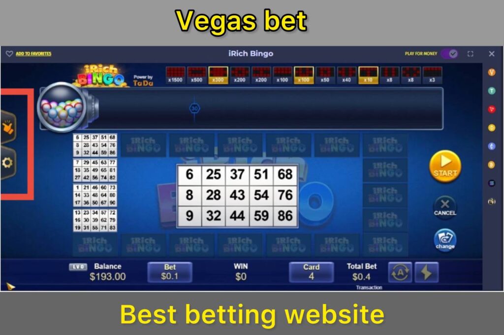 پنل تنظیمات بازی Irich bingo وگاس بت