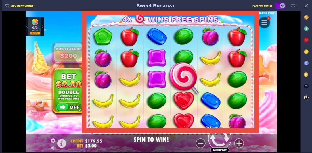 پنل نمایش بازی Sweet Bonanza Dice وگاس بت
